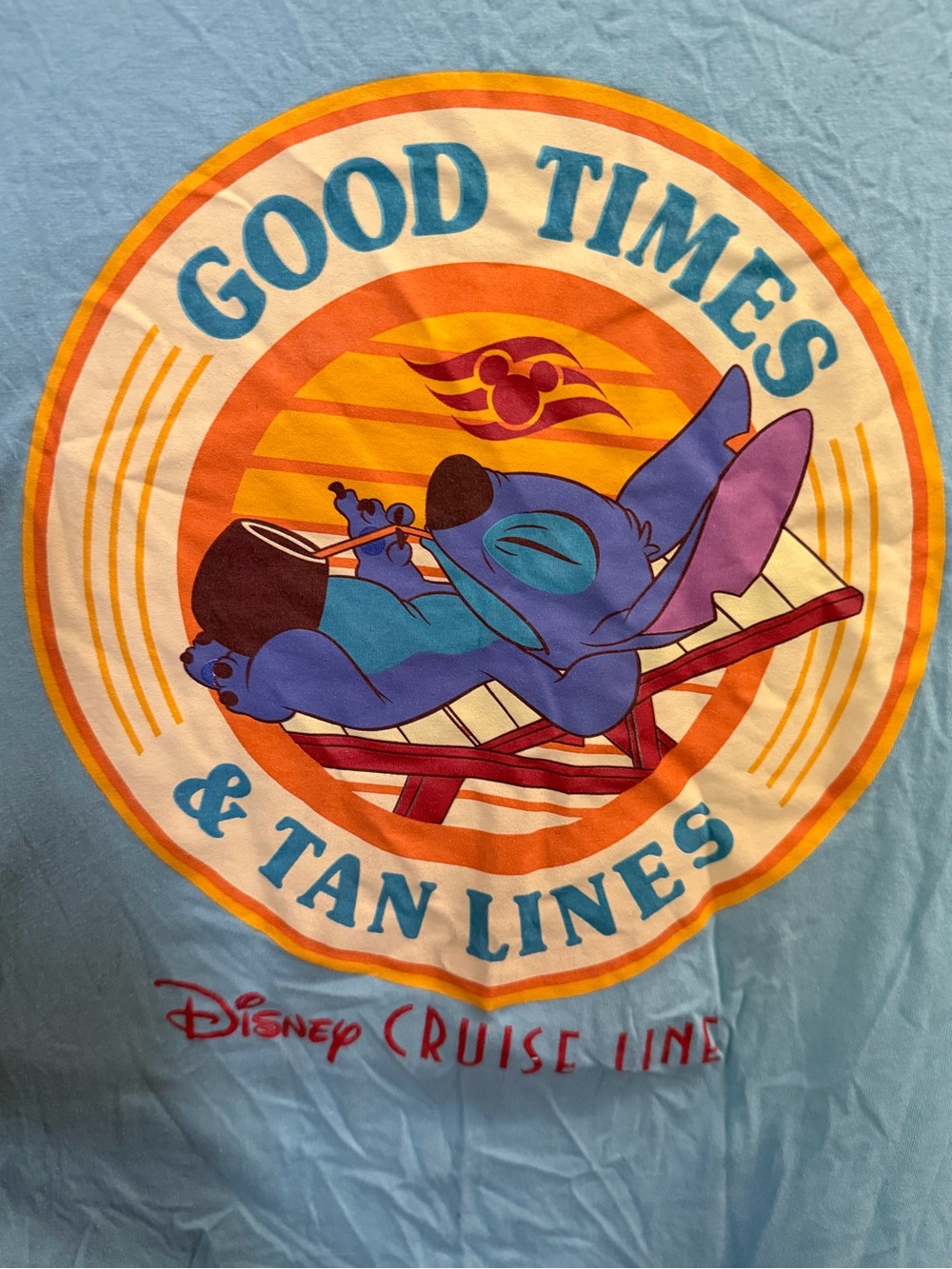 Disney Cruise Line Light Blue 'Good Times & Tan Lines' Short Sleeve Tee